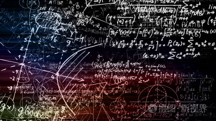 3d 渲染虚拟空间中的数学公式的抽象块.相机内的数学公式