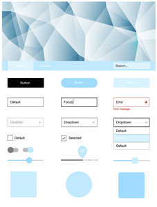 浅蓝色矢量设计 ui 套件与马赛克。具有抽象背景的三角形的彩色样式指南。此示例用于您的登录页