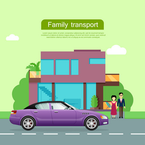 家庭运输平面向量 Web 横幅