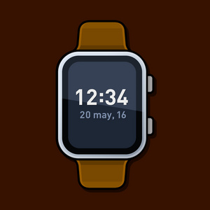 与屏幕上的数字时代的智能手表。矢量