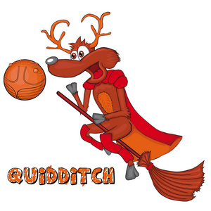 打鹿那只鹿打魁地奇.卡通风格.儿童的剪贴画照片