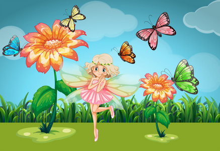 蝴蝶在花园里图片