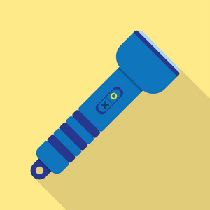 卡通风格的手电筒图标手电筒图标和照明方式-矢量插画平面风格蓝色