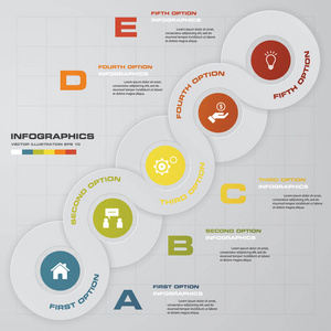 5 选项抽象时间轴用于图表演示文稿