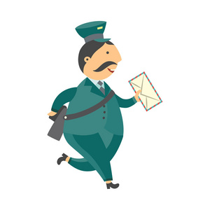 矢量卡通邮差邮递员字符运行照片