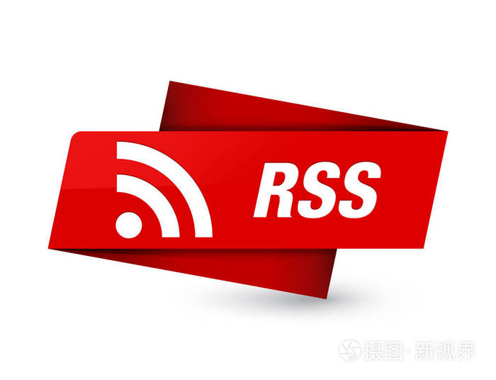 Rss 孤立的溢价红色标记符号抽象插图