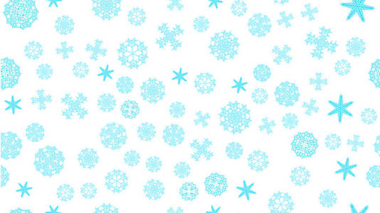 明亮的五颜六色图案纹理的蓝色雪冬节日圣诞节杂项不同的抽象雕刻雪花白色背景。矢量插图