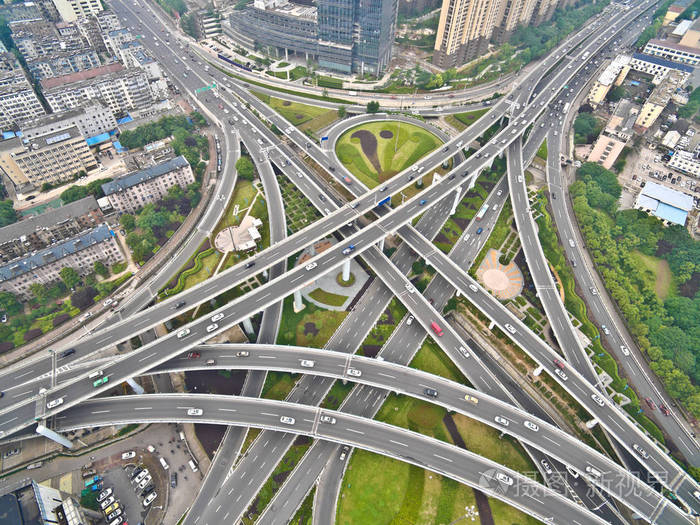 城市高架桥桥路街景景观鸟瞰图照片-正版商用图片0r03r5-摄图新视界