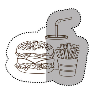 图汉堡包 汽水和炸薯条的法国图标