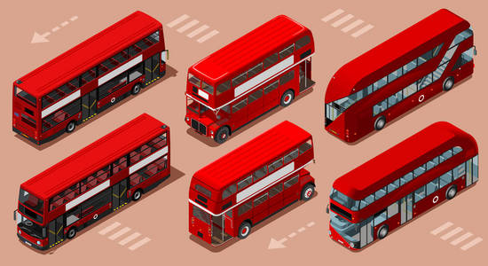 伦敦红色巴士 3d 矢量等距