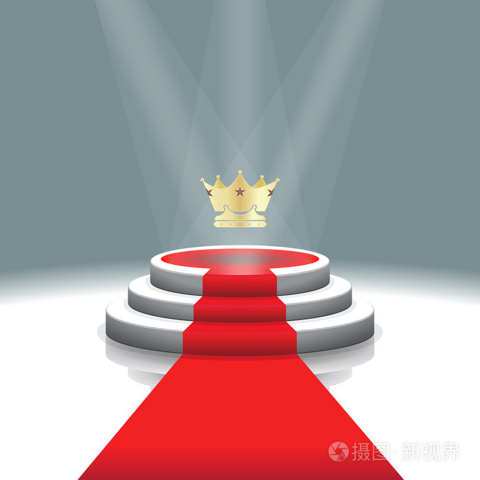 照亮舞台登上领奖台冠与矢量图颁奖典礼的红地毯