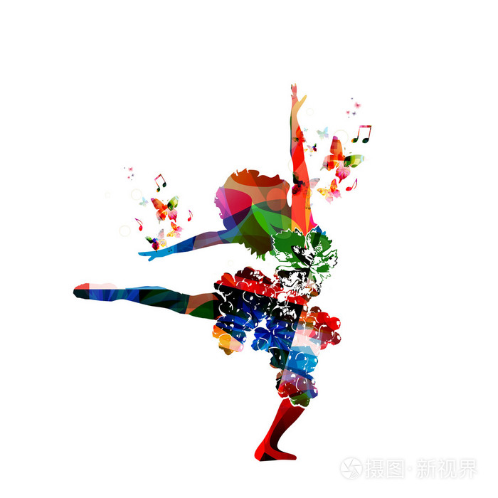 快乐的女人跳舞插画-正版商用图片0r0bo3-摄图新视界