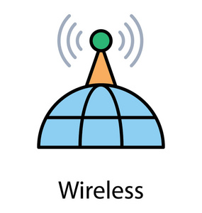 无线互联网信号塔平面图标设计