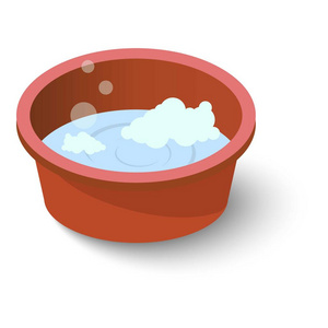 充分的洗发水水盆图标,等距风格照片
