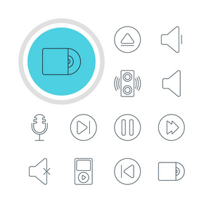 矢量图的 12 旋律图标。可编辑包的前面，先进 光盘和其他元素