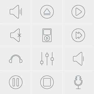 矢量图的 12 旋律图标。先进的 无声的可编辑包 稳定剂和其他元素