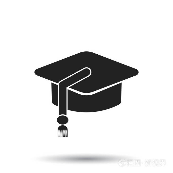 教育图标.平面矢量图.具有白色背景上的影子教育标志符号