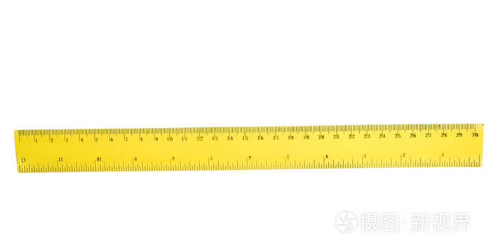 孤立在白色背景上的黄色标尺