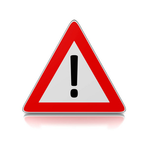 感叹号的三角形路标照片