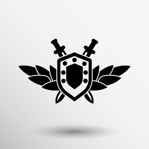 武装的警卫武装的剑和盾牌图标奖标识照片