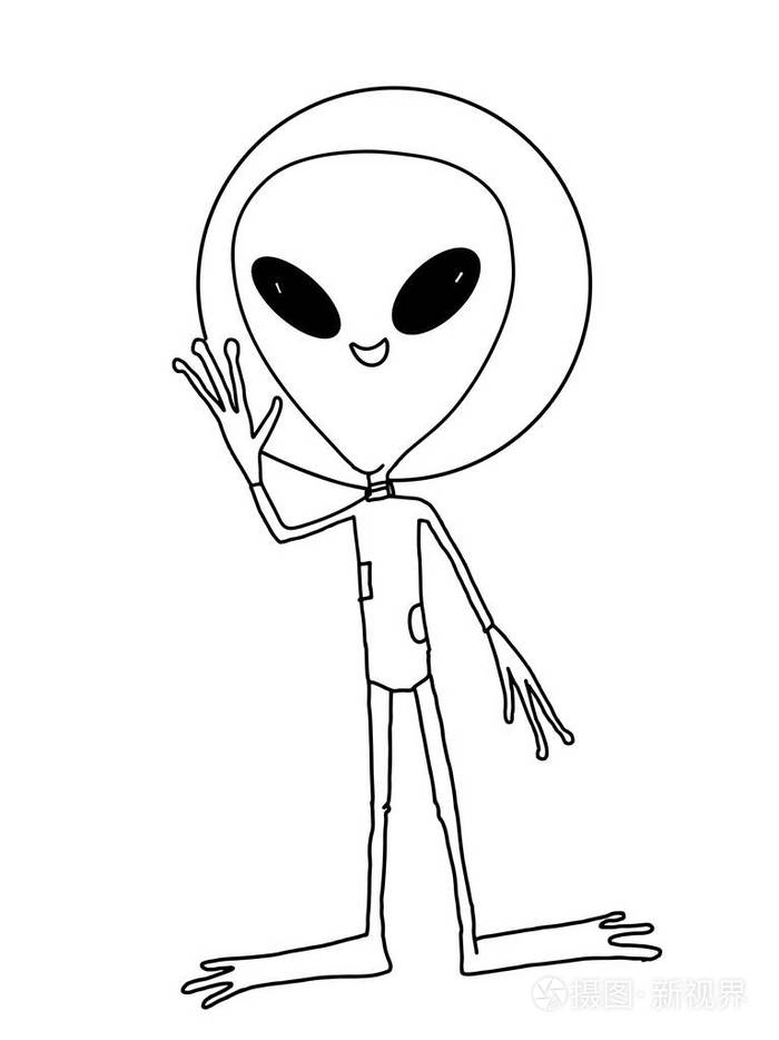 动画片外星人在飞碟例证