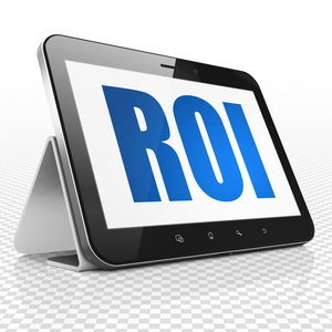 商业概念平板电脑，显示ROI