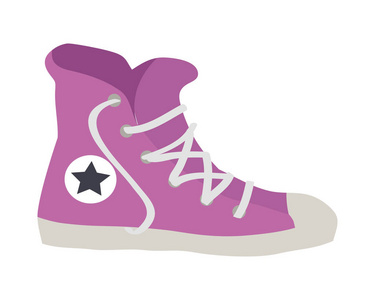 孤立的紫色运动鞋。运动鞋的插图