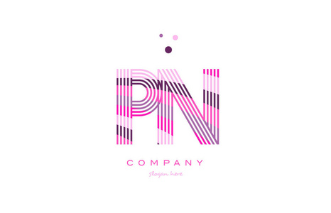 pn p n 字母字母 logo 粉色紫色线图标模板 vecto