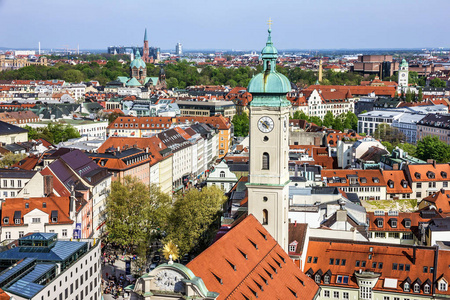 慕尼黑风景空中全景图的老城镇体系