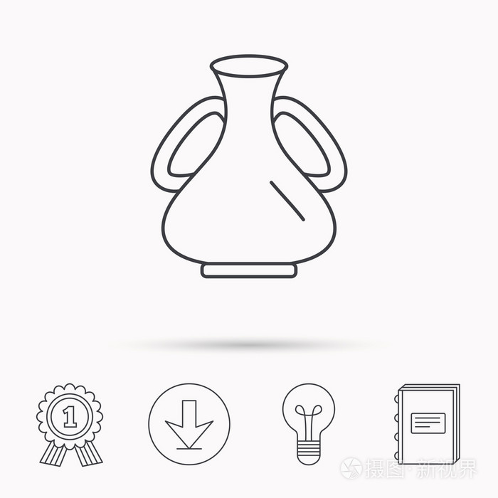 花瓶图标装饰复古双耳瓶标志