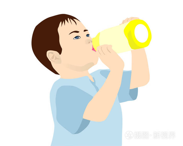 干渴的孩子喝水