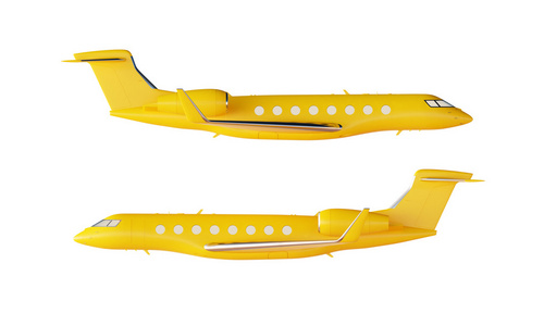照片哑光黄色豪华通用设计私人飞机模型。
