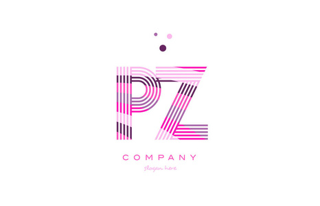 pz p z 字母字母 logo 粉色紫色线图标模板 vecto