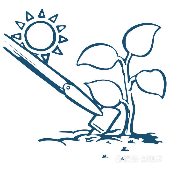 锄头成长太阳插画-正版商用图片0r1f1j-摄图新视界