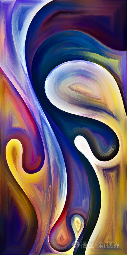 现代艺术主体的形状与曲线构成的抽象背景