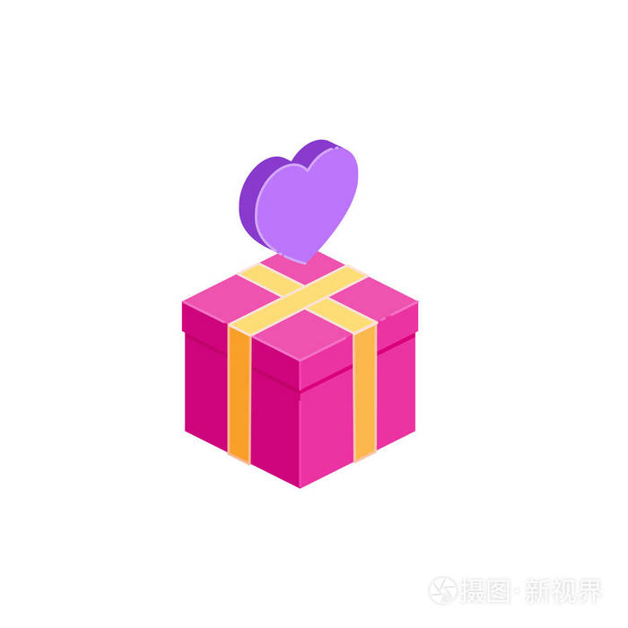 礼品盒图标和心脏, 礼物