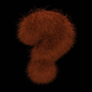 插图3d 渲染创意插图生姜猩猩毛茸茸的符号问号