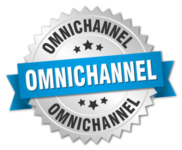 omnichannel 圆孤立的银色徽章