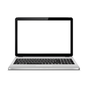 带空白屏幕的笔记本电脑在白色背景下被隔离.矢量插图照片