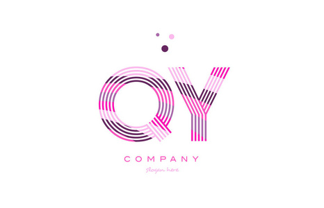 qy q y 字母字母 logo 粉色紫色线图标模板 vecto照片