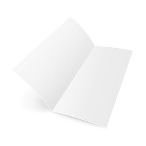 带阴影的空白折叠纸小册子。 在白色背景上