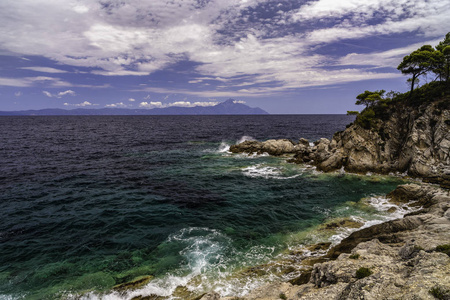 希腊美丽的海岸边形象景观