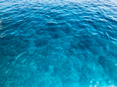 质地浅蓝色湿润美丽湛蓝的海, 海水, 海, 海洋带小波浪, 淡淡的涟漪。的背景