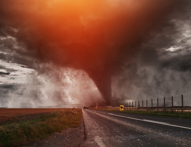 Tornado disaster concept