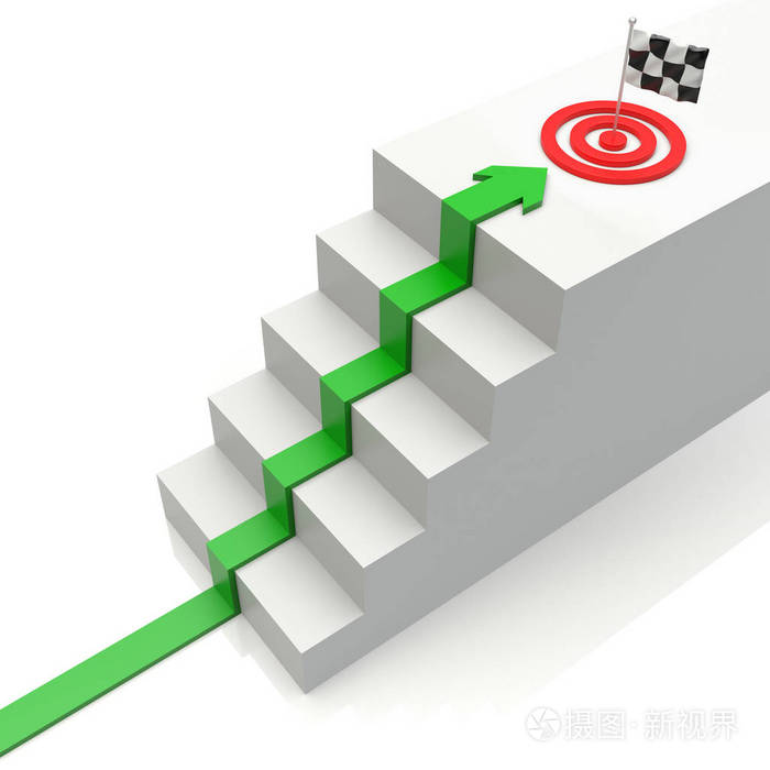 业务图与目标和梯放在白色的上升箭头