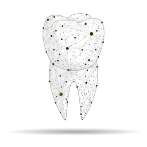 牙科诊所的标志。以线条和点的形式创建, 在白色背景上。抽象设计。从低聚线框中分离