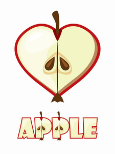 动画片苹果在形状听见。可爱的纹理词苹果