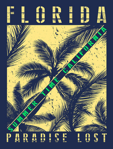 佛罗里达州夏季 t 恤图形设计