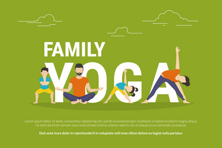 家庭与孩子做瑜伽的概念插图