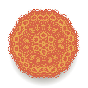 孤立的橙色曼荼罗。圆形装饰